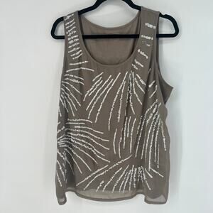 Coldwater Creek Grey & White Sequin Sleeveless Blouse 1X 18